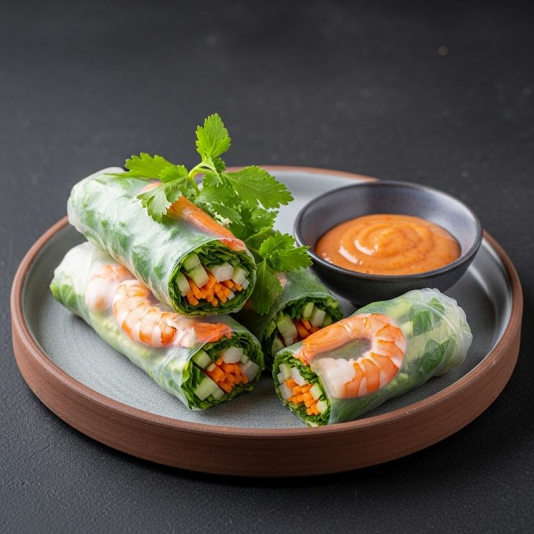 Delightful Vietnamese Keto Summer Rolls with Spicy Shrimp Dip (Gỏi Cuốn Chả Cá) – A Cinematic, Sensory Experience